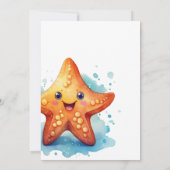 海の動物の誕生日パーティーの招待ボーイの下 招待状 (裏面)