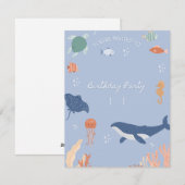 海の動物の誕生日パーティー夏の子供の招待 シーズンカード (正面/裏面)