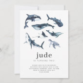 海の動物の誕生日招待状 招待状 (正面)
