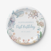 海の動物の誕生日 ペーパープレート (正面)