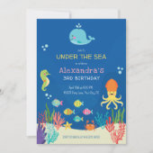 海の動物の誕生日 招待状 (正面)