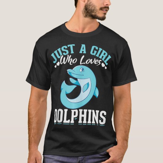 海の動物ラブ女性 ただのイルカ好きな女 Tシャツ (正面)