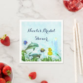 海の動物 ビーチ 水彩 おしゃれ パーティー オーダーメイド スタンダードカクテルナプキン (インサイチュ)