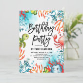 海の友人の誕生日パーティーの下の水の色 招待状 (スタンド正面)