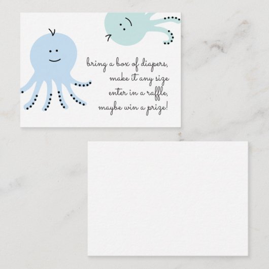 海の友人赤ちゃんシャワーおむつラッフル エンクロージャーカード (正面/裏面)