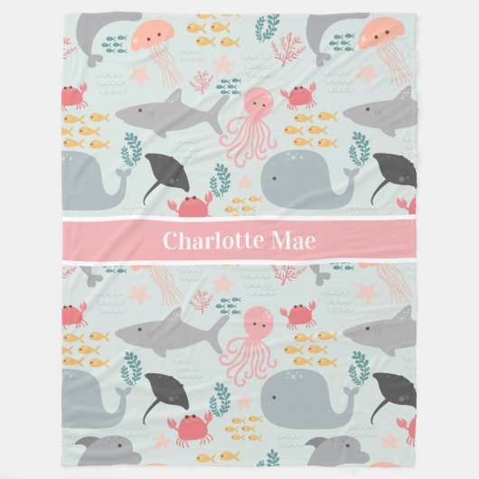 海の友達模様の下で フリースブランケット (正面)