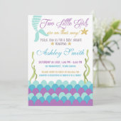 海の双子の下の人魚ベビーシャワー招待状 招待状 (スタンド正面)