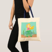 海の可愛い人魚、女の子向け トートバッグ (正面(商品))
