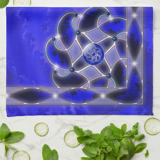 海の台所タオルとして青 キッチンタオル (折り畳み)