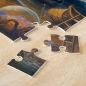 海の向こうに浮かぶ、超現実的な海岸沿いの夢の風景 ジグソーパズル (側面)