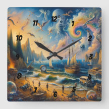 海の向こうに浮かぶ、超現実的な海岸沿いの夢の風景