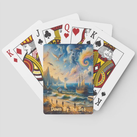 海の向こうに浮かぶ、超現実的な海岸沿いの夢の風景 トランプ (裏面)