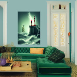 海の向こうに灯台がある | AIアートポスター ポスター