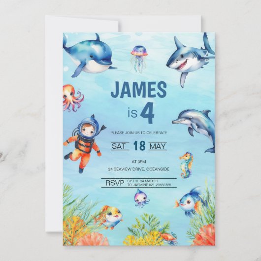 海の四歳の誕生日 招待状 (正面)