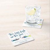 海の四角い紙のコア結婚に二匹の魚を スクエアペーパーコースター (インサイチュ)