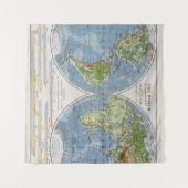 海の土地の深さの高さを示す世界地図 タペストリー (正面(横))