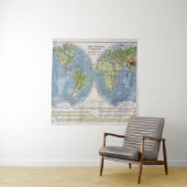 海の土地の深さの高さを示す世界地図 タペストリー (インサイチュ)