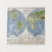 海の土地の深さの高さを示す世界地図 タペストリー (正面)