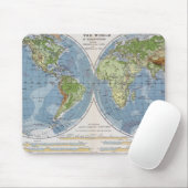 海の土地の深さの高さを示す世界地図 マウスパッド (マウス)
