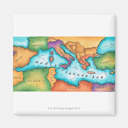 海の地地中海の図 マグネット (正面)