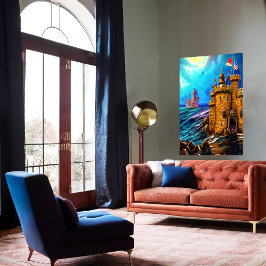 海の城 | AIアートポスター ポスター