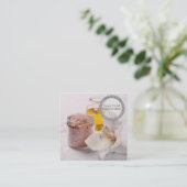 海の塩の蘭スパフラワーマッサージのアロマセラピー スクエア名刺 (スタンド正面)