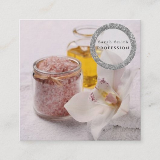 海の塩の蘭スパフラワーマッサージのアロマセラピー スクエア名刺 (正面)