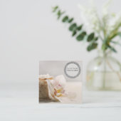 海の塩の蘭スパフラワーマッサージのアロマセラピー スクエア名刺 (スタンド正面)