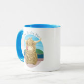 海の塩辛い毛を搭載するスコットランドの高地牛 マグカップ (正面左)