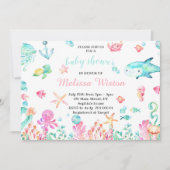 海の夏にかわいい赤ちゃんがシャワーを浴びる 招待状 (正面)