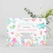 海の夏にかわいい赤ちゃんがシャワーを浴びる 招待状 (スタンド正面)