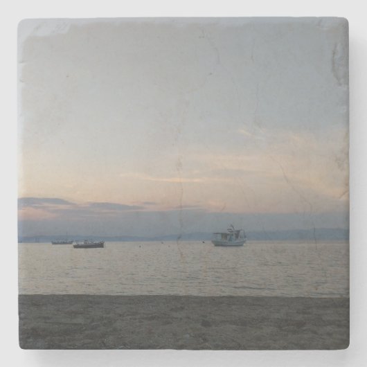 海の夏のボート大理石のコースター ストーンコースター (正面)