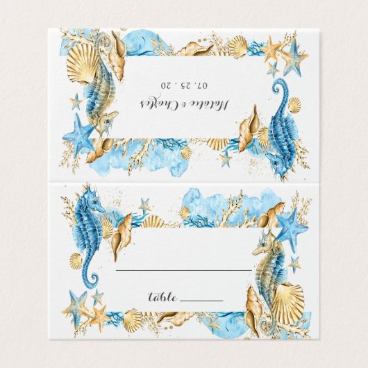 海の夏の結婚式のテーブルの座席表の下 (外部フラット)