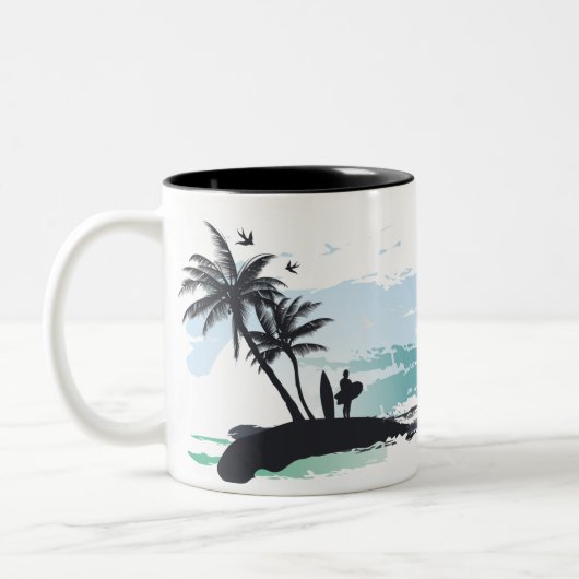 海の夏の青い白と黒の匂い ツートーンマグカップ (左)