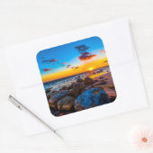 海の夕日 スクエアシール (封筒)