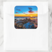 海の夕日 スクエアシール (バッグ)