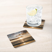 海の夕日 スクエアペーパーコースター (インサイチュ)