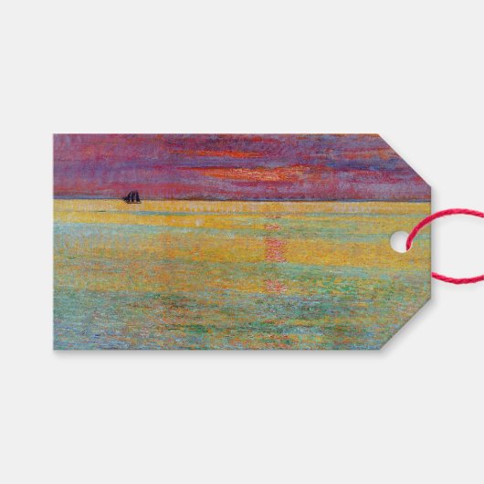 海の夕日(Childe Hasssam) ギフトタグ (正面(横))