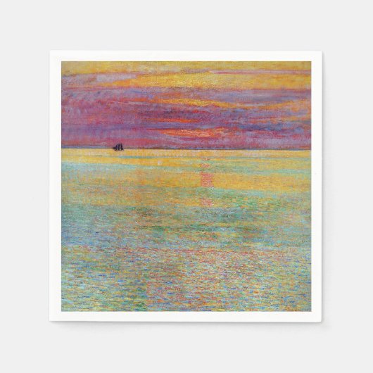 海の夕日(Childe Hasssam) スタンダードカクテルナプキン (正面)