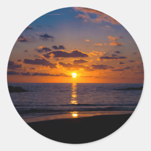 海の夕焼け ラウンドシール