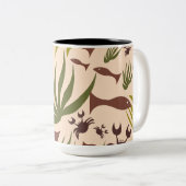 海の夢の魚とカニのマグカップ ツートーンマグカップ (正面右)