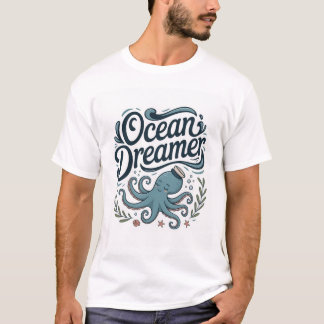 海の夢想家 タツノオトシゴと海の要素 Tシャツ