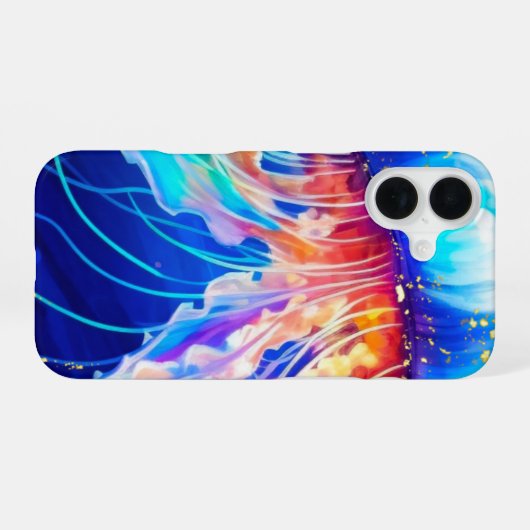 海の夢:クラゲの至福 iPhone 16ケース (裏面横)