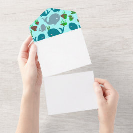 海の夢 手描き ベビー 招待状 海