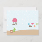 海の女の子のサンキューカードの下でかわいい サンキューカード (裏面)