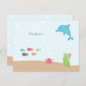 海の女の子のサンキューカードの下でかわいい サンキューカード (正面/裏面)