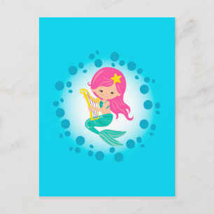 海の女の子の下でかわいい人魚 ポストカード