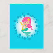 海の女の子の下でかわいい人魚 ポストカード (正面)