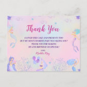 海の女の子の下の魔法の人魚ありがとう ポストカード (正面)