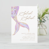 海の女の子の紫の誕生日パーティーの下の人魚 招待状 (スタンド正面)